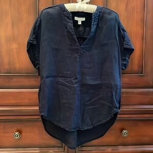 NWOT The White Company Washed Navy Linen Top Size 6